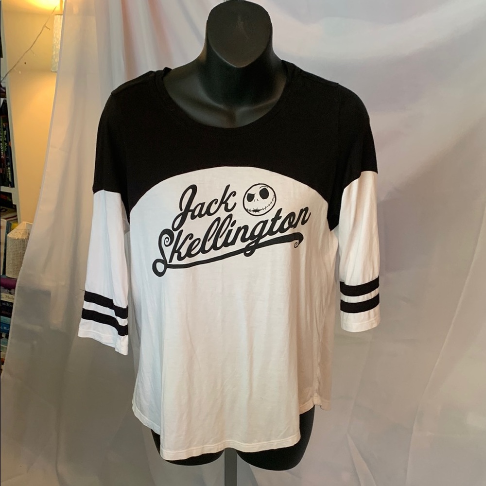 Disney Black and White Varsity Long Sleeve Tee